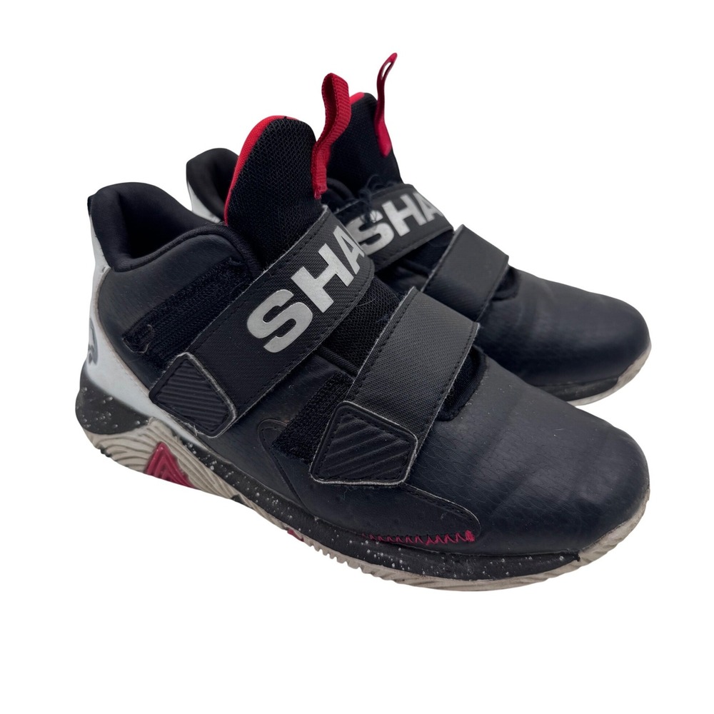 Shaq 2.5M Black Basketball Shoes Kids Mid Top Hook and Loop Straps